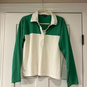 J. Crew Rugby Shirt Green and Cream Size Medium